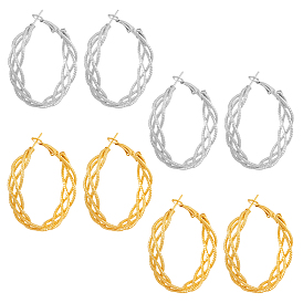 4 пары 2 цветные железные серьги-кольца