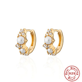 Stylish and Versatile S925 Silver Pearl and Cubic Zirconia Earrings