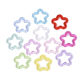 Transparent Plastic Pendants, Hollow Star Charms