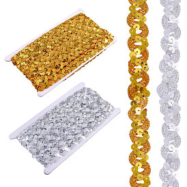 2 рулоны 2 цветной полиэстер с пайетками, волнистая бахрома, отделочная лента, Волнообразная лента для аксессуаров одежды