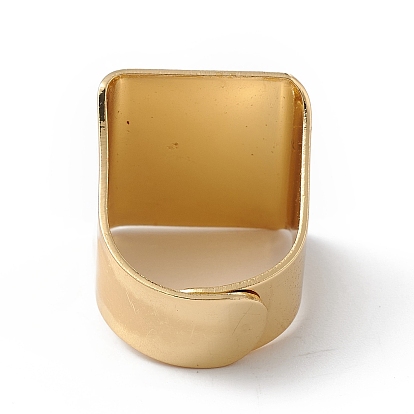 Square Enamel with Evil Eye Wide Band Finger Rings, Real 18K Gold Plated Brass Adjustable Rings for Women Men