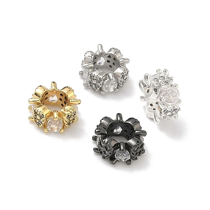 Бусины в форме капли и цветка из латуни с прозрачными кубическими циркониями, европейские бусины, большое отверстие шарик, без кадмия и без свинца, стойки покрытие, долговечный