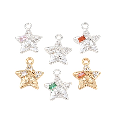 Латунные микро проложить кубического циркония подвески, звезды прелести, настоящее 18k позолоченное/925 посеребренное