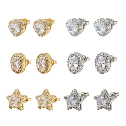 Серьги-гвоздики из латунного микро-паве