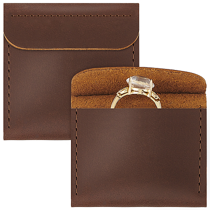 Сумки для хранения колец из коровьей кожи, мешочки для колец, квадратный