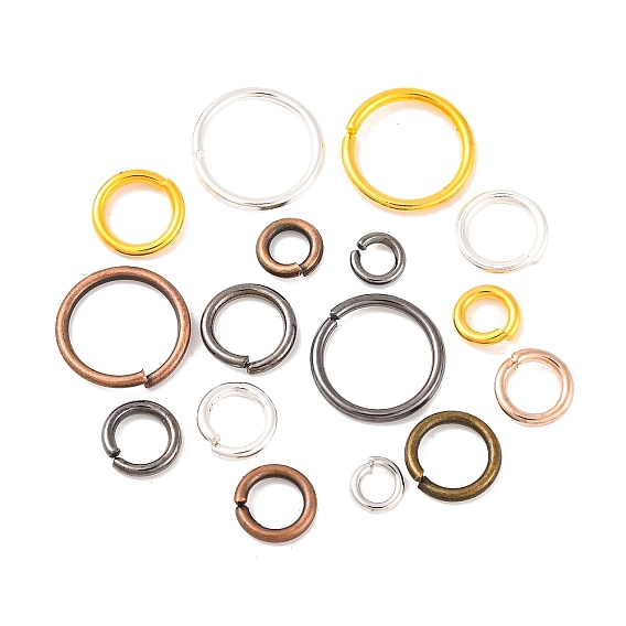 Brass Jump Rings, Mixed Color, 18~20 Gauge, 4~10x0.8~1.0mm, Inner Diameter: 2.4~8mm, about 4760pcs/500g