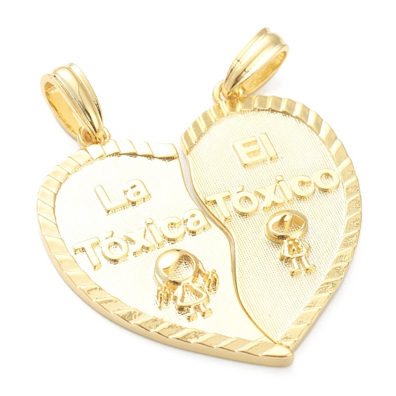 Brass Pendants, Long-Lasting Plated, Separate Heart with Human & Word