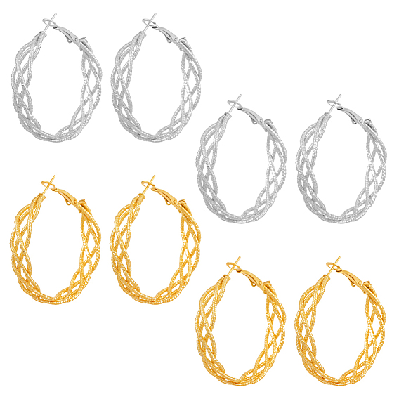 4 пары 2 цветные железные серьги-кольца