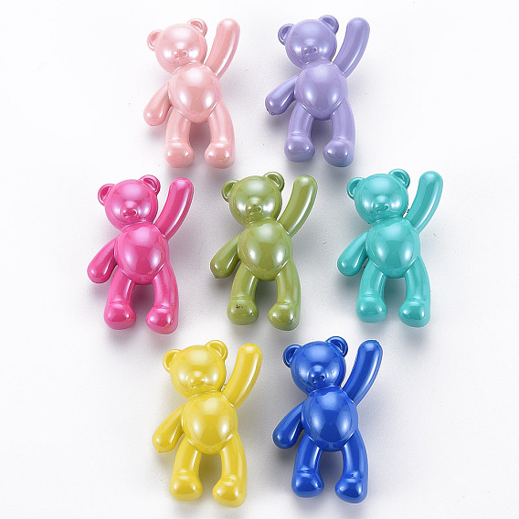 Непрозрачные акриловые подвески, гальваническое покрытие, медведь