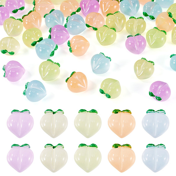 50 шт. 5 цвета светящиеся полупрозрачные смолы декаден кабошоны, персик