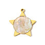 Природные подвески оболочки, Подвески в виде звезд с 304 оправой из нержавеющей стали, реальный 18 k позолоченный, ионное покрытие (ip)