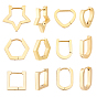 6 paires 6 style 304 boucles d'oreilles créoles en acier inoxydable, ovale et hexagone et carré et étoile et coeur