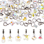 30шт 6 стили стеклянные европейские подвески-шармы, подвески с большими отверстиями и дужками из сплава, античное серебро, разнообразные