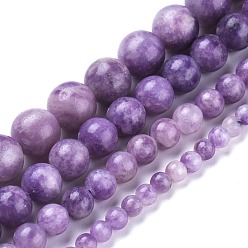 Natural Lepidolite/Purple Mica Stone Beads Strands, Round