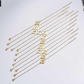 304 Stainless Steel Pendant Necklaces, 
Twelve Constellation/Zodiac Sign