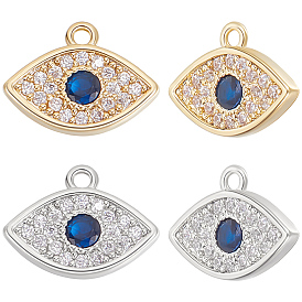 10 шт. 2 цвета латунь микропаве прозрачные и морские синие подвески с кубическим цирконием, очарование сглаза