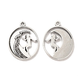 Tibetan Style Alloy Pendants, Oval with Surfing Charm