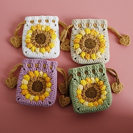 Portefeuille à tricoter, sac à fleur
