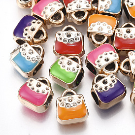 UV Plating Acrylic European Beads, with Enamel, Large Hole Beads, Handbag