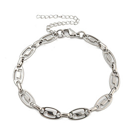 304 pulseras de cadenas de eslabones ovalados de acero inoxidable para hombres y mujeres
