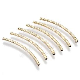 Brass Curved Tube Beads, Curved Tube Noodle Beads, Round Hole, Nickel Free
