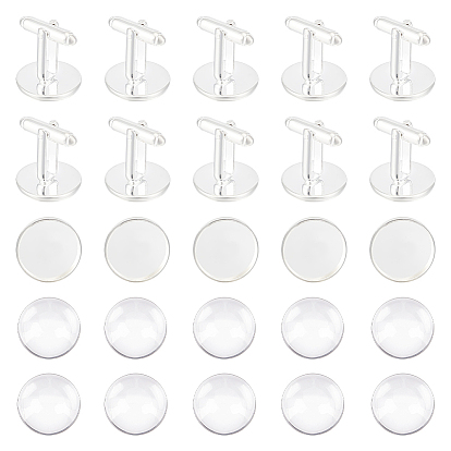 16шт. латунная пуговица для манжет, фурнитура запонки, аксессуары для одежды, с 16 стеклянными кабошонами