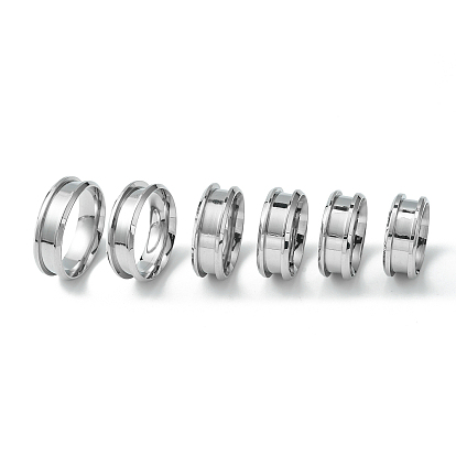 201 paramètres de bague rainurée en acier inoxydable, anneau de noyau vierge, pour la fabrication de bijoux en marqueterie