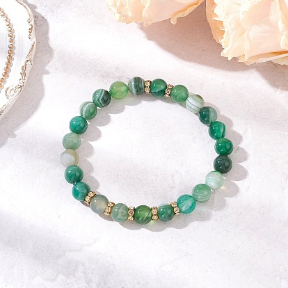 Браслеты из натурального полосчатого агата, с горный хрусталь бисером распорных