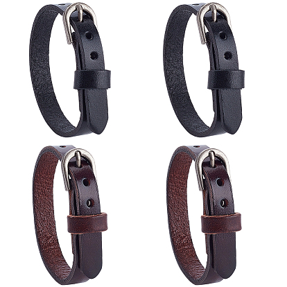 4 шт. 2 цвета регулируемые браслеты из искусственной кожи для мужчин и женщин, платина