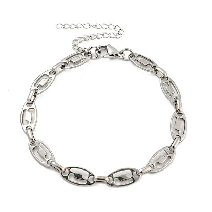 304 Stainless Steel Oval Link Chains Bracelets for Men & Women