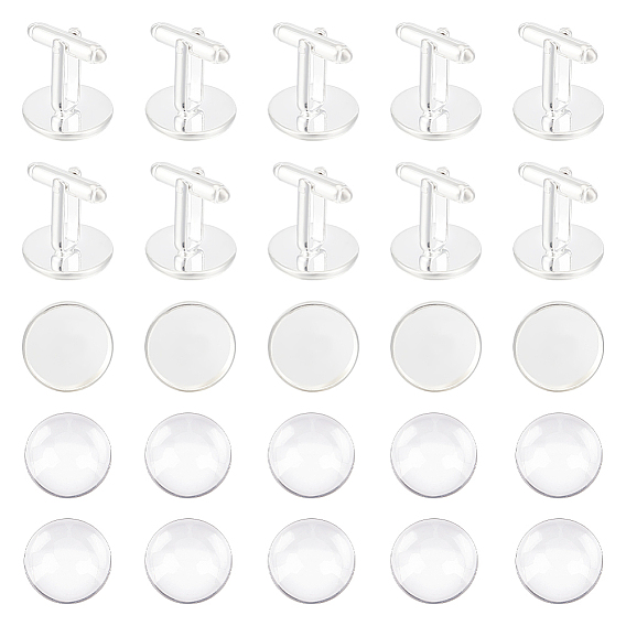 16шт. латунная пуговица для манжет, фурнитура запонки, аксессуары для одежды, с 16 стеклянными кабошонами