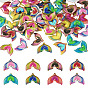 60Pcs Printed Translucent Acrylic Pendants, Golden Metal Enlaced, Fishtail