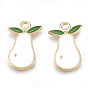 Alloy Pendants, Cadmium Free & Lead Free, with Enamel, Pear, Light Gold