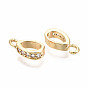 Brass Micro Pave Clear Cubic Zirconia Charms, Nickel Free, Teardrop Ring