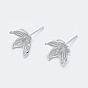 925 Sterling Silver Stud Earring Findings, For Half Drilled Beads, with 925 Stamp, Flower