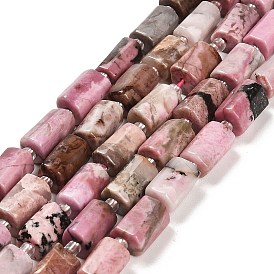 Natural Rhodonite Beads Strands, with Seed Beads, Faceted Column