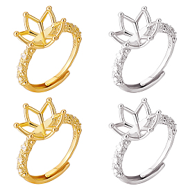 4шт 2 цвета регулируемые латунные кольца фурнитура, настройки цветочной вилки, за половину пробурено бисера