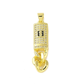 Brass Micro Pave Cubic Zirconia Pendants, with Enamel, Real 18K Gold Plated