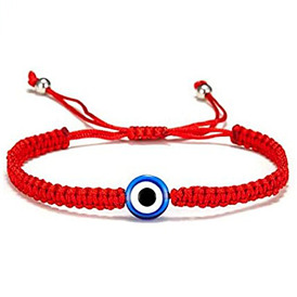 Black and Red Demon Eye Bracelet with Seven Braided Cords - Handmade Wristband