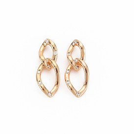 Brass Clear Cubic Zirconia Connector Charms, Nickel Free, Rhombus