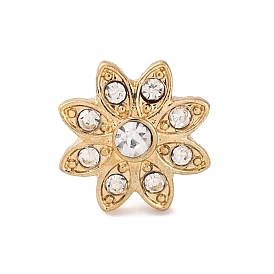 Alloy Flower Stud Earrings, with Rhinestone