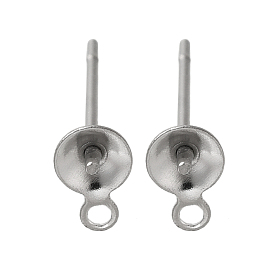 304 Stainless Steel Stud Earring Findings, for Half Drilled Beads