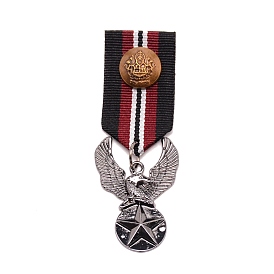 Pin de solapa con colgante de aleación de águila con estrella, broche de poliéster para hombre, gunmetal