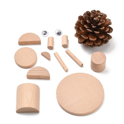 DIY Woodwork 3D Squirrel Animal Wood Chip Tree Branch Material Pack, for Kindergarten Handmade Educational Toys
