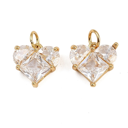 Латунные микро проложить кубического циркония подвески, сердце прелести, стойки покрытие, долговечный, без кадмия и без свинца, с целью перехода в кольце