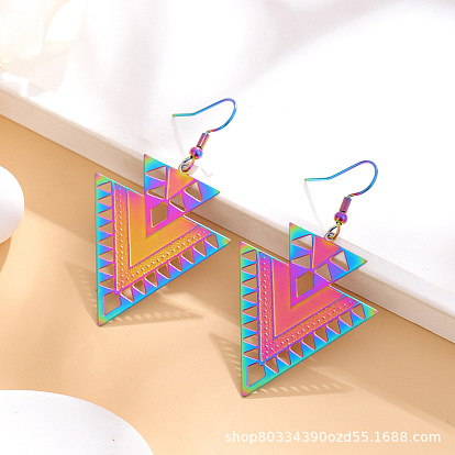 Полые треугольные 304 серьги-подвески из нержавеющей стали