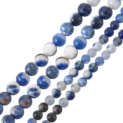 2 Strands 2 Style Natural Sodalite Bead Strands, Dyed, Round