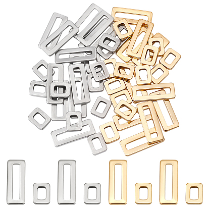 48 шт. 4 стиль 201 соединительные кольца из нержавеющей стали, прямоугольные