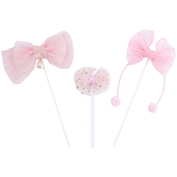 3 шт. 3 стили бантов для украшения торта из ткани, карточки-вкладыши для торта, для украшения торта