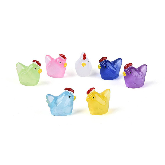 Светящиеся смоляные украшения для демонстрации цыплят, аксессуары для кукольного домика с микро-ландшафтом, притворяясь опорными украшениями, светится в темноте